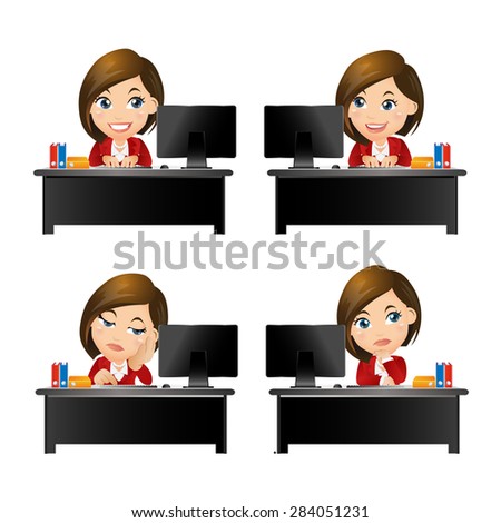 People Set - Business - Businesswoman sitting on desk