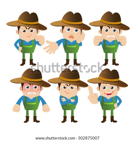People Set - Profession - Farmer characters in different poses