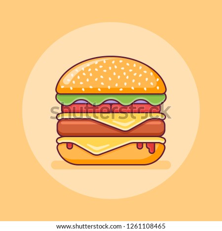 Double cheeseburger flat line icon. Vector illustration.