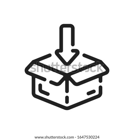 Download box outline icon. Vector illustration.