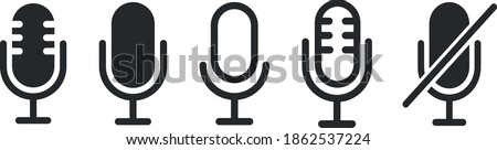 Mute and unmute audio microphone flat vector icons for video apps and websites