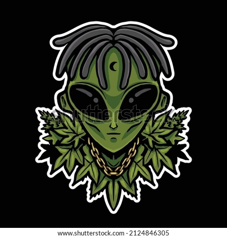 alien hype and cannabis illustration