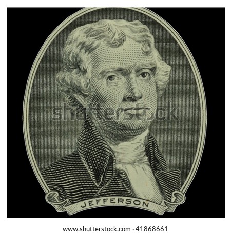 Thomas Jefferson Portrait From Two Dollar Bill Stock Photo 41868661 ...