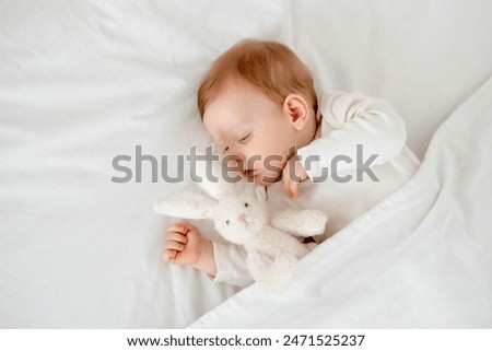 Similar – Image, Stock Photo portrait of baby asleep in bed