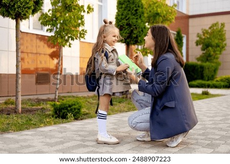 Similar – Image, Stock Photo Parent and children walking in the forest