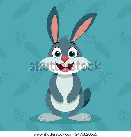 Cute Rabbit Cartoon Vector Icon Illustration. Cartoon bunny illustration for children. Cute fairy print bunny for clothes, stationery, books. Easter rabbit, easter Bunny. Flat Cartoon Style