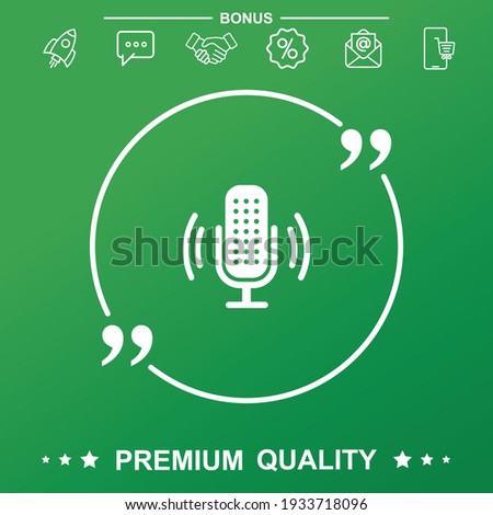 Microphone. Voice Recorder . Google Voice. Vector Icon. With quote symbol.