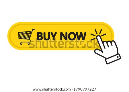 Click here Buy now button with a shopping cart. Online shopping. Order online. Vector illustration