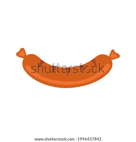 simple fried sausage isolated on white background, street food concept, fast food, vector illustration of grilled sausage in cartoon style