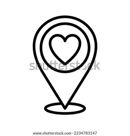 Love location icon. Location pin icon with heart shape. Favorite places. Pictogram isolated on a white background.