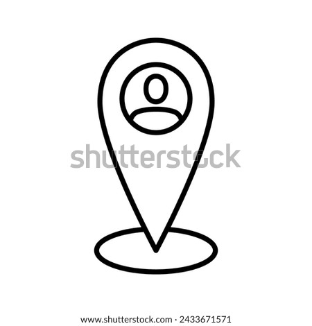 Map pointer with user icon. Person location. Pin with user location. Vector illustration
