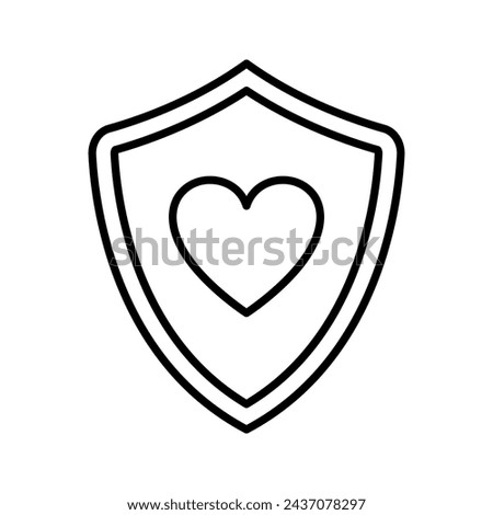 Protection shield with heart icon. Love protection concept. Health care and medicine, charity and social work. Vector Illustration.