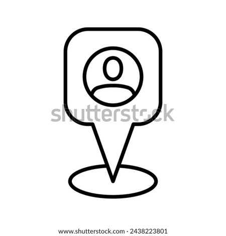 Map pointer with user icon. Person location. Pin with user location. Vector illustration