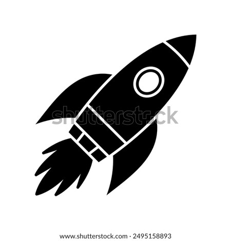 Rocket fly icon. Space travel. Project start up sign. Creative idea symbol. Rocket ship launched to space. Vector illustration