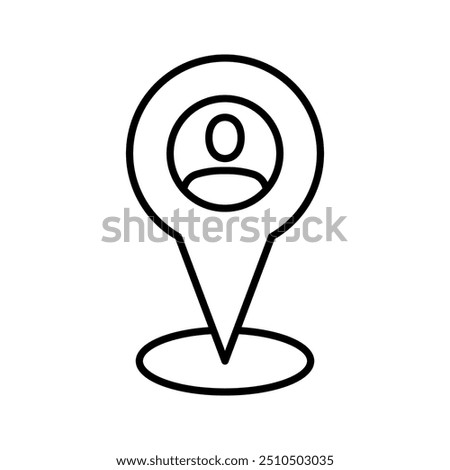 Map pointer with user icon. Person location. Pin with user location. Vector illustration