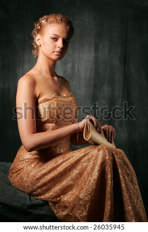 Portrait of young beautiful girl in Renaissance style