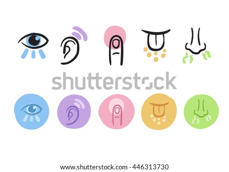 Hand drawn simple icons representing the five senses Foto d'archivio © 