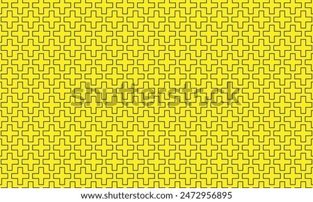 abstract simple geometric stroke plus pattern on yellow.