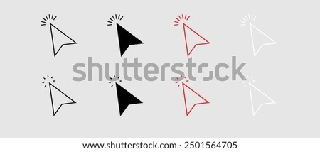 arrows cursors symbol. stroke and fill different arrow clicking cursor art. website arrows cursors symbol vector illustration.