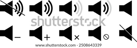 speaker volume sign icon. sound audio symbol. mute speaker icon. sound on off symbol vector illustration.