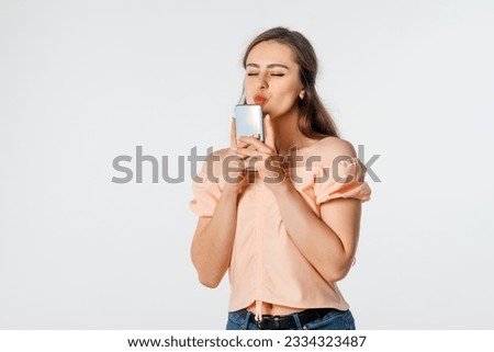 Similar – Image, Stock Photo young woman kissing her dog outdoors in a park with a lake. sunny day, autumn season