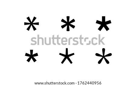 Asterisk, grammar simple black icon. Password star concept in vector flat style.