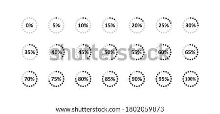 Circle percent pie isolated big set icon. Chart graph concept illustration in vector flat style.
