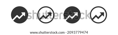 Arrow up graph. Zig zag trand symbol. Zig-zag grow, rise sign in vector flat style.