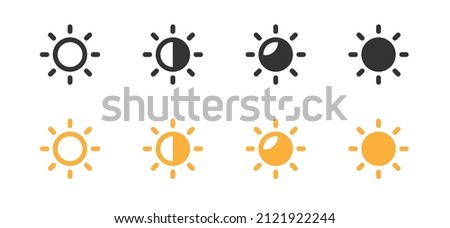Sun bright icon. Sunshine web symbol. Brightness level sign in vector flat style.