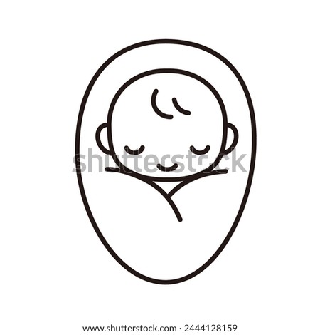 Simple illustration of a baby sleeping in a cloth wrapping