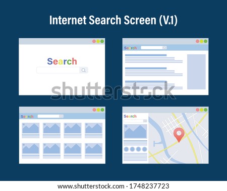 Vector illustrations flat design style of internet search engine screen