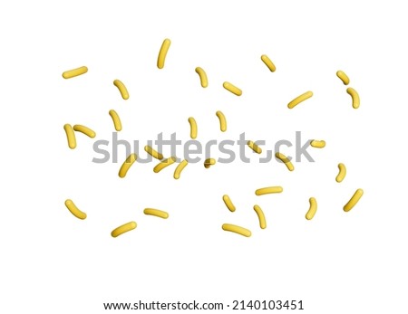 Yellow sprinkles, granules isolated on white background and texture 3d illustration Foto d'archivio © 