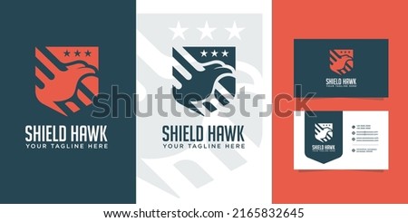 Flying Bird Shield emblem logo concept