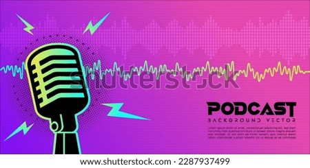 Colorful neon light podcast background illustration