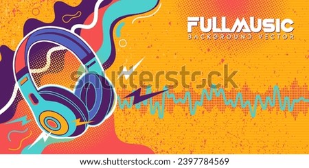 Colorful retro music background illustration