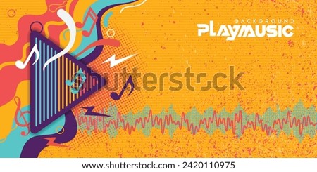 Colorful retro music background illustration