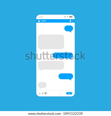 Phone screen chatting message template bubbles. Place your own text to the message clouds vector illustration