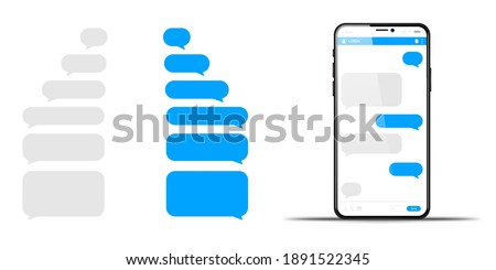 Phone chatting message template bubbles. Place your own text to the message clouds vector illustration
