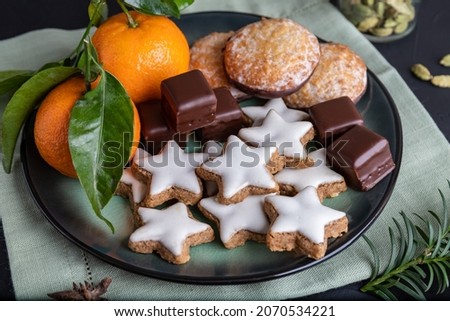 Similar – Image, Stock Photo Dominoes cookies on green table