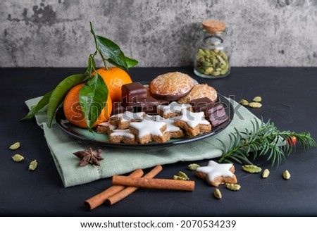 Similar – Image, Stock Photo Dominoes cookies on green table