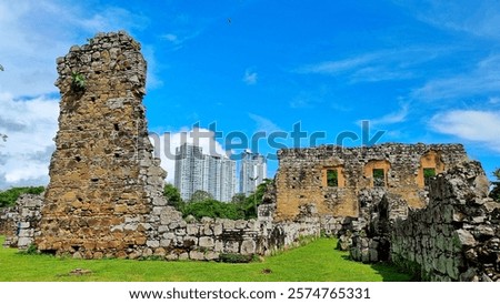 Similar – Foto Bild Ruine eines Hochhauses und Straßenbeleuchtung