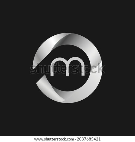 Silver Letter M Logo Design. Alphabetic Logo Design.