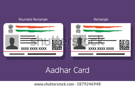 Aadhar Card Illustration, Dummy Aadhar card, Unique identity document for Indian (UIDAI) citizen issued by Government of India, Vector.
