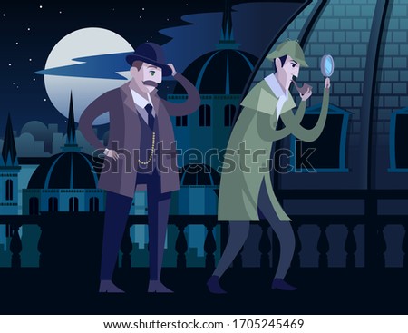 detective sherlock holmes and watson on london roofs