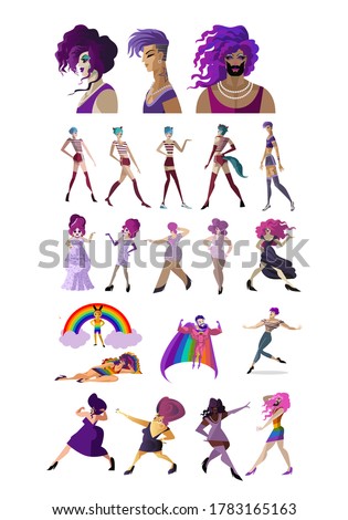 lgbt beautiful characters happy collection