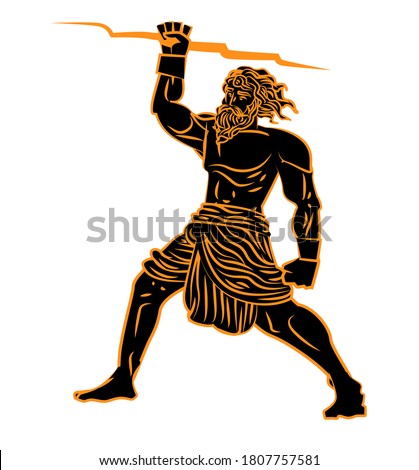 orange and black ceramic of zeus god of ray