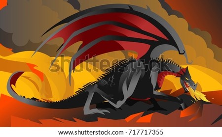 black dragon in hell