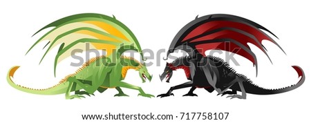 giand green and black dragons