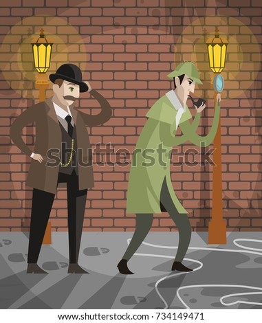 great detective sherlock holmes and sidekick watson in crime alley