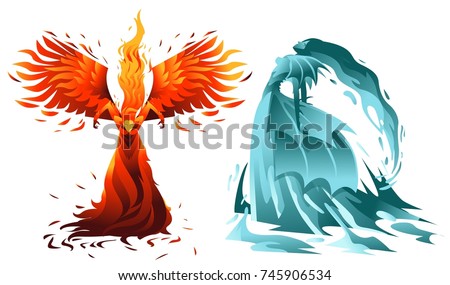water and fire elemental fantasy creatures
